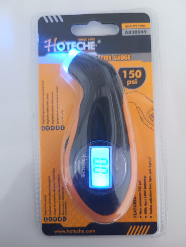 فشار سنج لاستیک درجه باد دیجیتالی- فشار سنج تایر خودرو - 150 Bar - دیجیتالی - برند اصلی Hoteche هوتچ (830049)