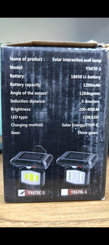 Rechargeable solar wall light model 670 چراغ دیواری خورشیدی شارژی مدل 670
