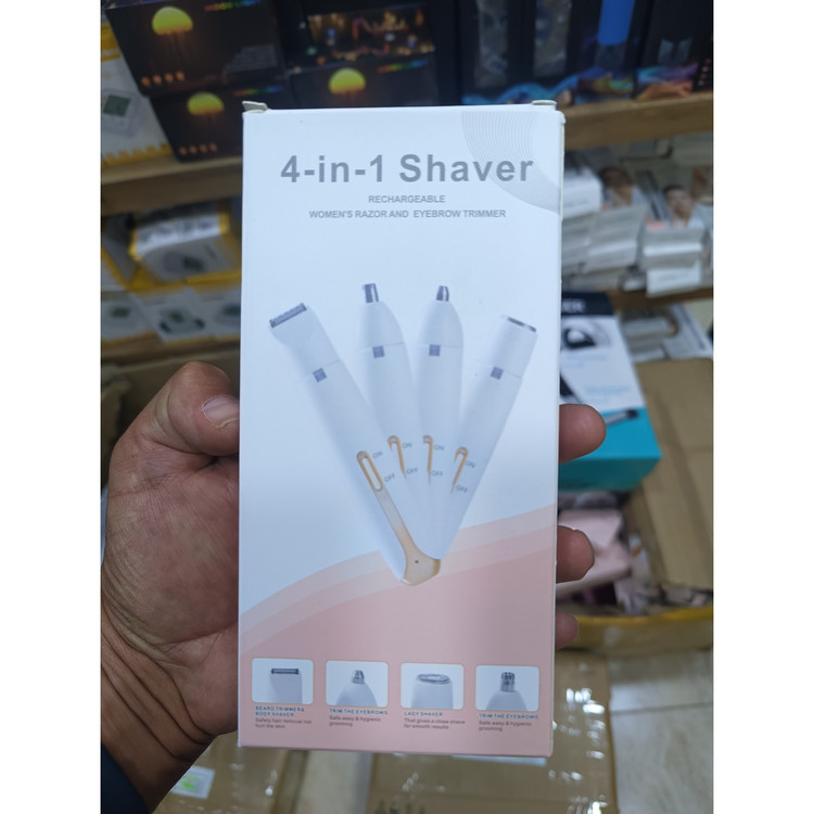 دستگاه اصلاح 4 کاره زنانه شارژی USB اصلاح ابرو، رفع موهای زائد بدن، صورت و بینی (مدل 4-in-1)