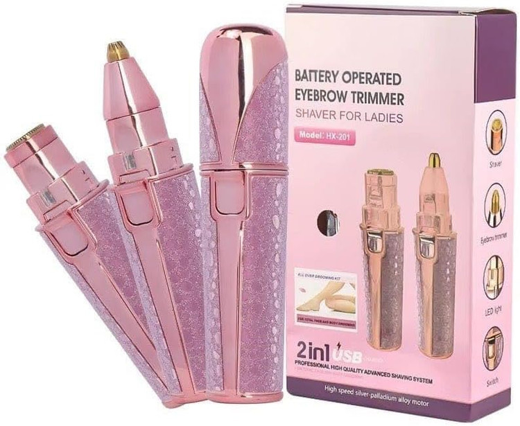 دستگاه مو زن و اصلاح ابرو بانوان ۲ کاره شارژی (مدل HX-201) Rechargeable 2-function hair and eyebrow trimmer for women (model HX-201)