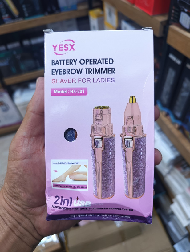 دستگاه مو زن و اصلاح ابرو بانوان ۲ کاره شارژی (مدل HX-201) Rechargeable 2-function hair and eyebrow trimmer for women (model HX-201)